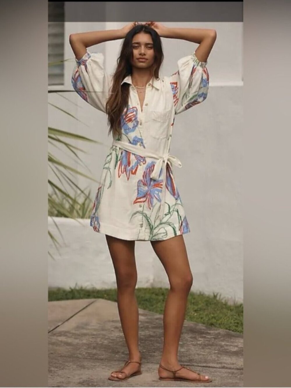NWT Size M - Maeve Mona Linen Blend Mini Shirtdress (NWT US$ 168)